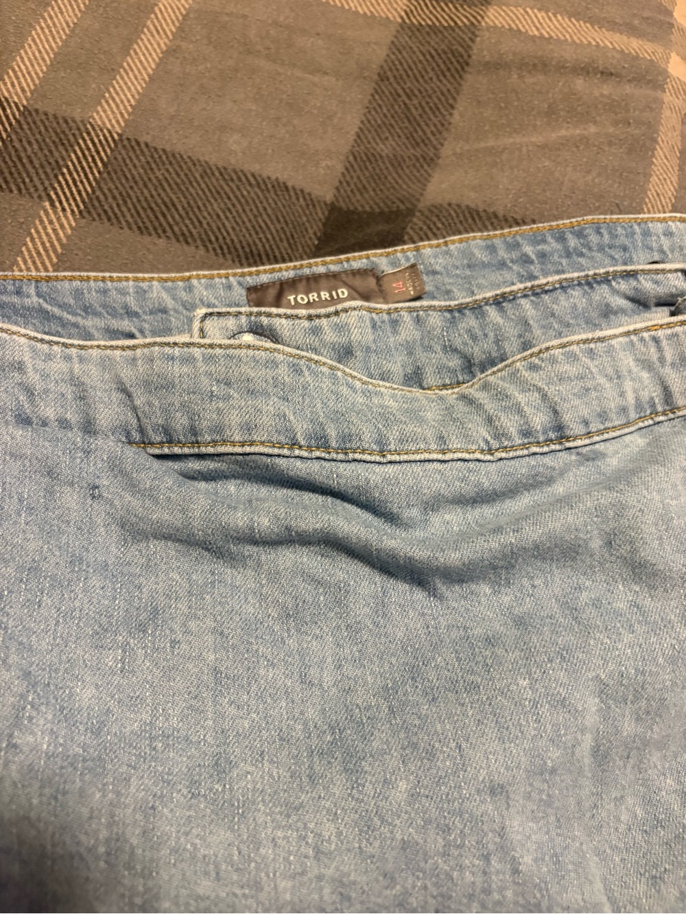Light Blue Denim Skort with Side Tie - Casual Women's Skort - Picture 6 of 7